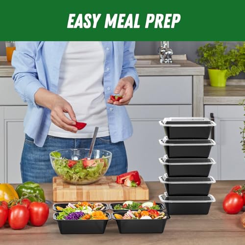 50 Pack (100-Piece) 24 oz Meal Prep Containers Reusable with Lids (24 oz)