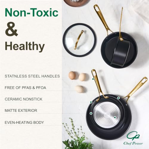 Ceramic Cookware Sets (Stone Black / 10 Pcs Set)