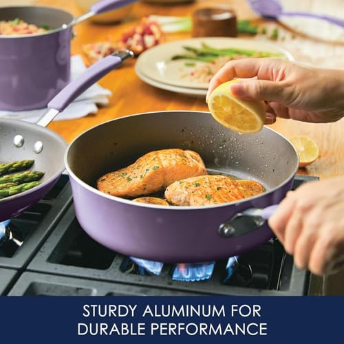 Cucina Nonstick Cookware Purple Pots and Pans Set (Lavender Purple / 12 Piece Porcelain Enamel)