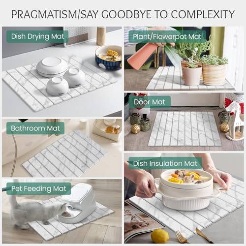 Stone Dish Drying Mat Collapsible Diatomaceous Earth Absorbent Mat Quick Dish Drying Pad Dish Rack Pad Match Any Counterto Multiple Usage for Kitchen