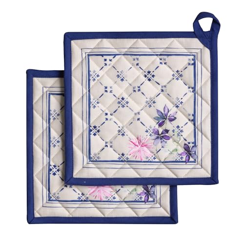Pot Holders 100% Cotton Potholders (015 - Faience / 8" x 8" (Pot Holder Pack of 2))