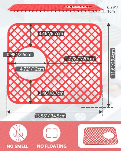 2 Pack Silicone Sink Protectors for Kitchen Sink (Red)