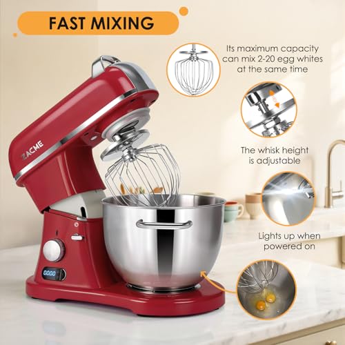 8.4QT Commercial Stand Mixer 800W with Aluminum Die Casting Meets the Standard of NSF (Red 8.4QT)