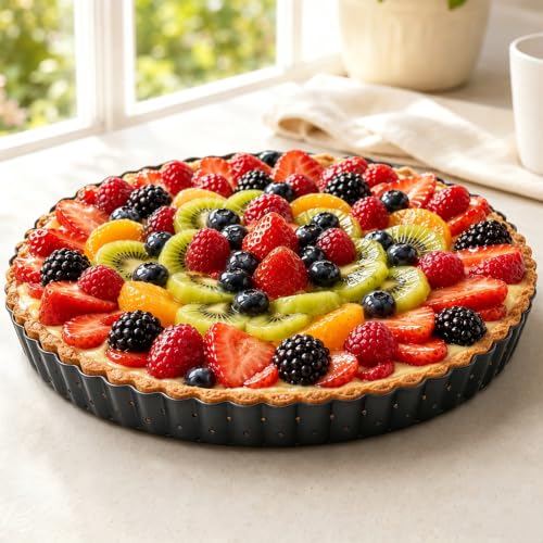 10 Inch Perforated Quiche Pan for Crispy Crust. Removable Bottom (10.2*1.2IN)