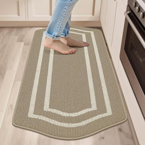 Kitchen Rugs and Mats 24"x48" Non Slip Kitchen Mats for Floor (Beige / 24"x 48 ")