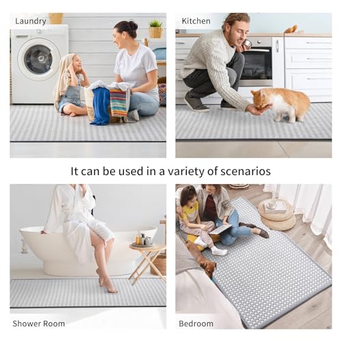 Kitchen Rugs Kitchen Mats for Floor Non Slip Washable Gray 17"x30" (3.31 Sq Ft)