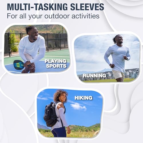 Non Slip Cooling Arm Sleeves for Men & Women (3 Pairs: White / One Size)