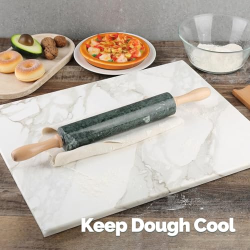 Indian Natural Marble Rolling Pin (Indian Green Marble with Pastry Mat)