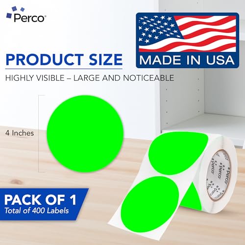 Neon Green Round Circle Dot Sticker 4 (Green - Neon / 4 Inch)