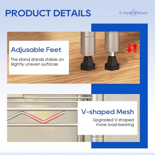 4 Tier Wire Shelf (Chrome / 35×13×53)