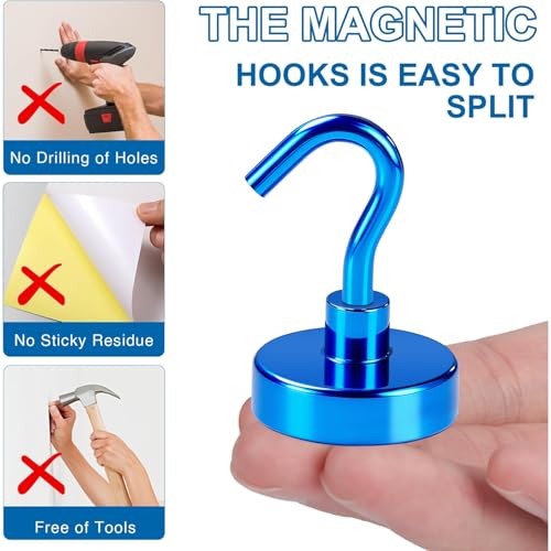 Magnetic Hooks Magnet Hook for Cruise Cabins 85LBS Essentials 6P (Blue / 0.98in)
