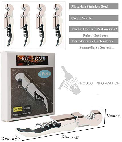 Professional Waiter Corkscrew Wine Openers Set (4 Count)