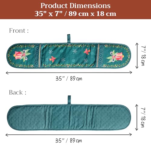 Double Oven Mitts 100% Cotton Double Oven Glove (106 - Hygge Christmas / 7" x 35" (Double Oven Mitt))