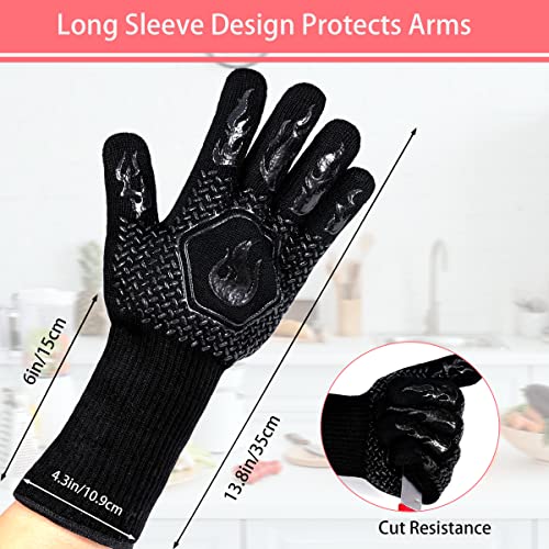 BBQ Gloves 1472F Heat Resistant Non (Black)