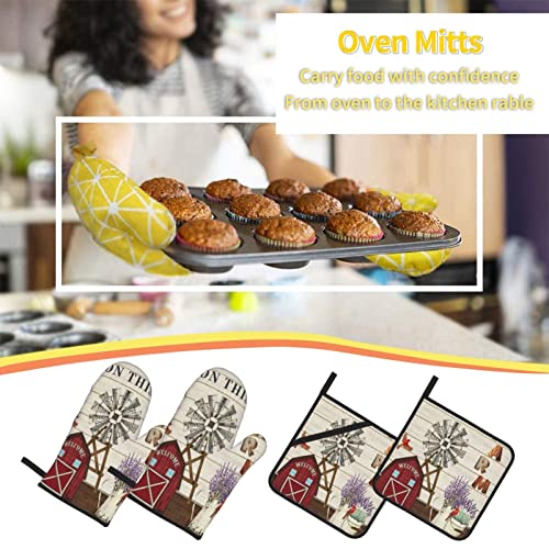 Oven Mitts and Pot Holders Sets of 4 (Pot Holders-437)
