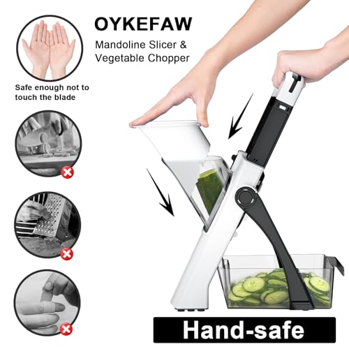 Safe Mandoline Slicer for Kitchen (3rd Gen, White+Black)