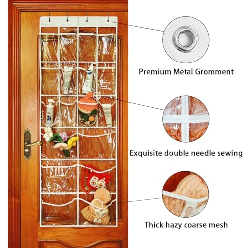 Over The Door Organizer 18 Large Mesh Shoe Storage Pockets（PVC） (transparent)