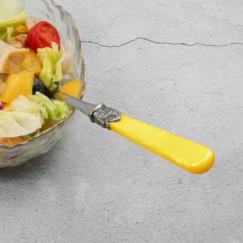 2 piece Salad Servers Stainless Steel Salad Serving Set Salad Fork and Spoon (Yellow)