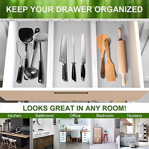 Bamboo Drawer Dividers Organizers (White)