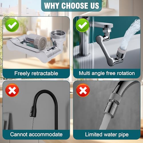 Faucet extender 1080 ° rotation (silvery)