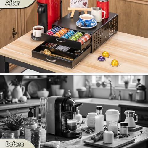 for Vertuo Pod Holder Coffee Accessories Organizar for Nespresso Pod Storage Large Capacity Fits All Size Coffee Station for Coffee Bar (Coffee Bar Style)