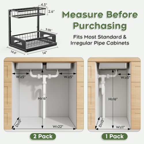 Under Sink Organizer (2 Pack / Black)