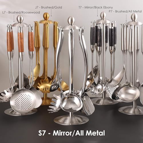 18 10 Stainless Steel Cooking Utensils Set with Holder (7 Count)