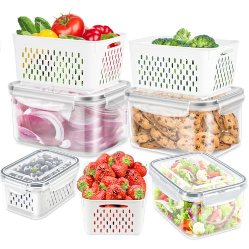 4 Pack Fruit Storage Containers for Fridge Berry Keeper Produce Saver (4 Pack Produce Savers)