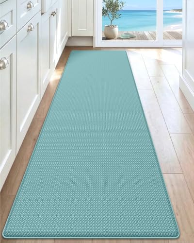 Kitchen Floor Mats Cushioned Anti Fatigue (Turquoise / 59"l X 17"w X 0.4"th)