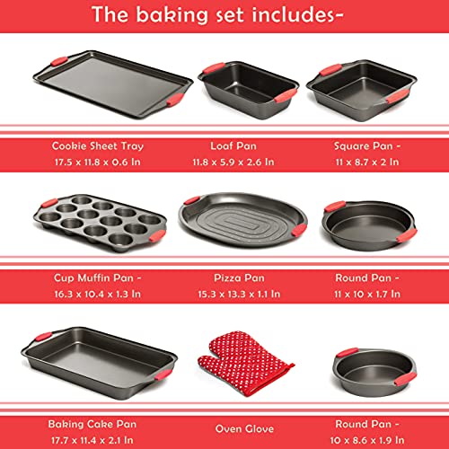 9 Piece Baking Pans Set Non Stick (Black)
