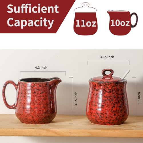 Ceramic Sugar and Creamer Set (Red)