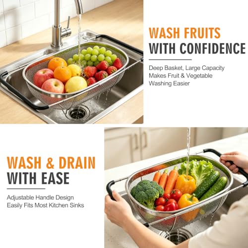 Over the Sink Colander (6-Quart Over the Sink Colander 2 PCS)