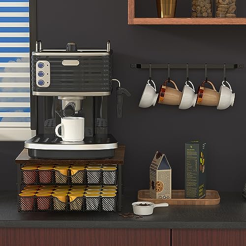 Coffee Pod Drawer Holder Capsule Storage Organizer 2 Tier Coffee Pods Holder With Sliding Baskets for 72 Capacity K Pod (Black)
