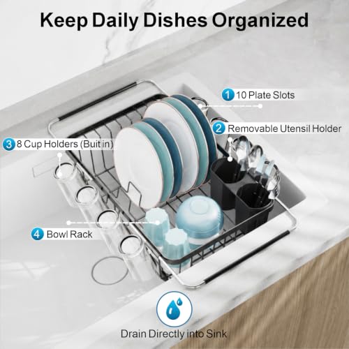 Dish Drying Rack Over the Sink (Gunmetal Grey / For 11.5"-30"W Sink)