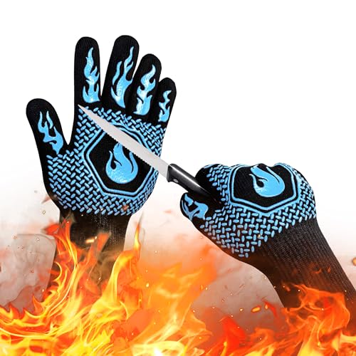 BBQ Gloves 1472F Heat Resistant Non (Sky Blue)