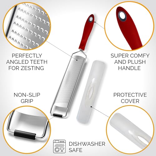 DESIGNED BY CHEFS ~ Premium Lemon Zester Grater With Perfectly Angled Teeth ~ Ideal for Citrus