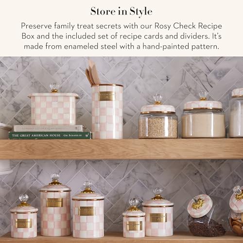 Enamel Recipe Box (Rosy Check)