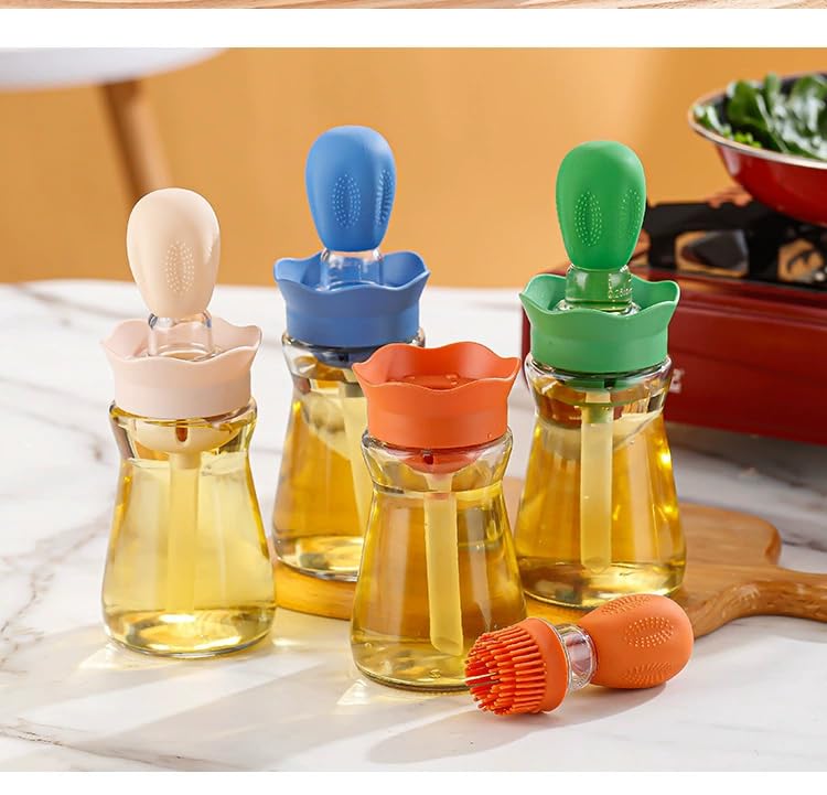 Oil Dispenser Bottle with Silicone Brush (Orange-1pc)