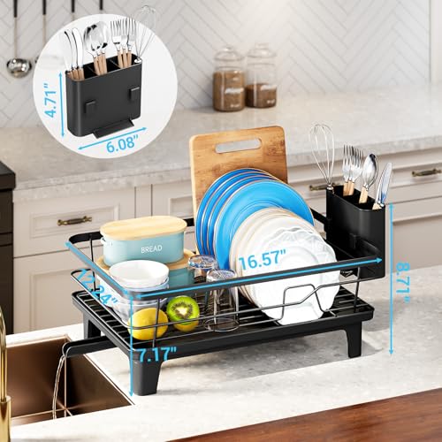 Urakify Dish Drying Rack for Kitchen Counter (Black)