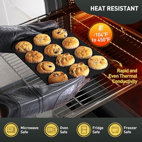 2 Pack 12 Cups Silicone Muffin Pan with Metal Reinforced Frame Regular Size Silicone Molds Cupcake Cake Baking Pans Cookie Baking Chocoflan Cupcake Mold Baking Homemade Muffins Cupcakes Egg Bites (2pc: 12-Cup Regular / Black)
