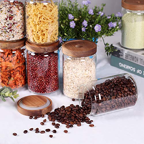 Stackable Kitchen Canisters Set of 8 (8set Regular Acacia Lids)