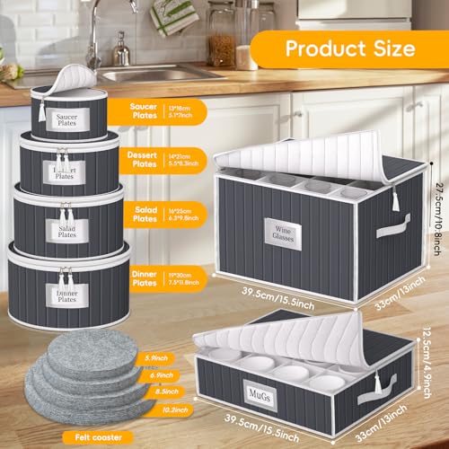 Fine China Storage Containers (Gray01 / 6 Pack China Storage Containers Set (Gray）)