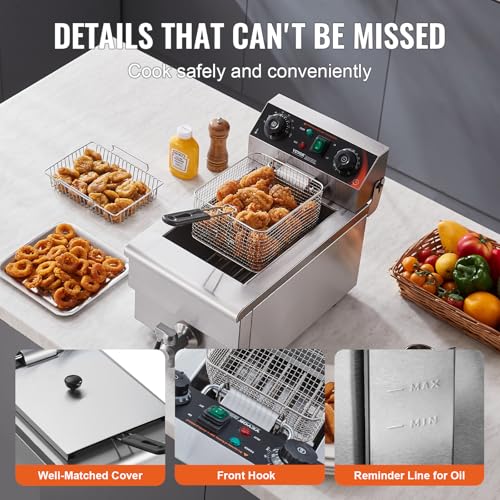 Commercial Deep Fryer (Upgraded with Timer & Oil Filtration / Single Fryer)