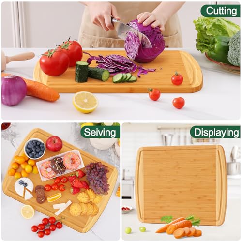 Extra Large Bamboo Cutting Boards for Kitchen (Two-Tone / 18"L x 12.5"W)