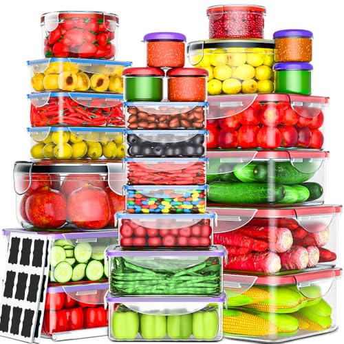 50 Pcs Large Food Storage Containers with Lids Airtight (50 Pcs - Multi)