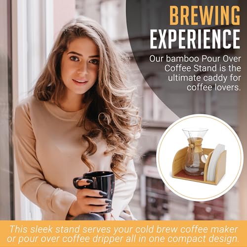 Pour Over Caddy for Chemex Bodum Cosori Coffee Makers Brown (Brown)