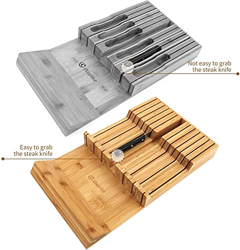 In Drawer Knife Block Bamboo Drawer Organizer (Natural / 12 Holder)