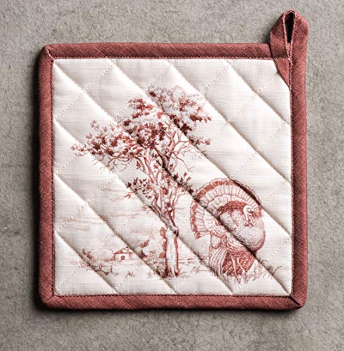 Pot Holders 100% Cotton Potholders (098 - Holy Jouy - Brown / 8" x 8" (Pot Holder Pack of 2))