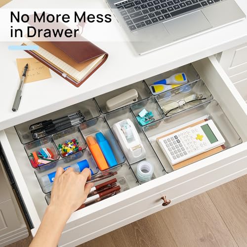 25 Pack Plastic Drawer Organizers with Non (Clear Black)