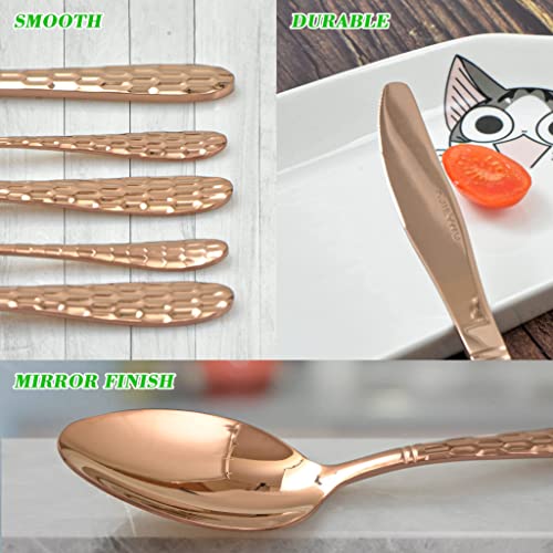 Hammered Silverware Set 20 (Rose Gold)
